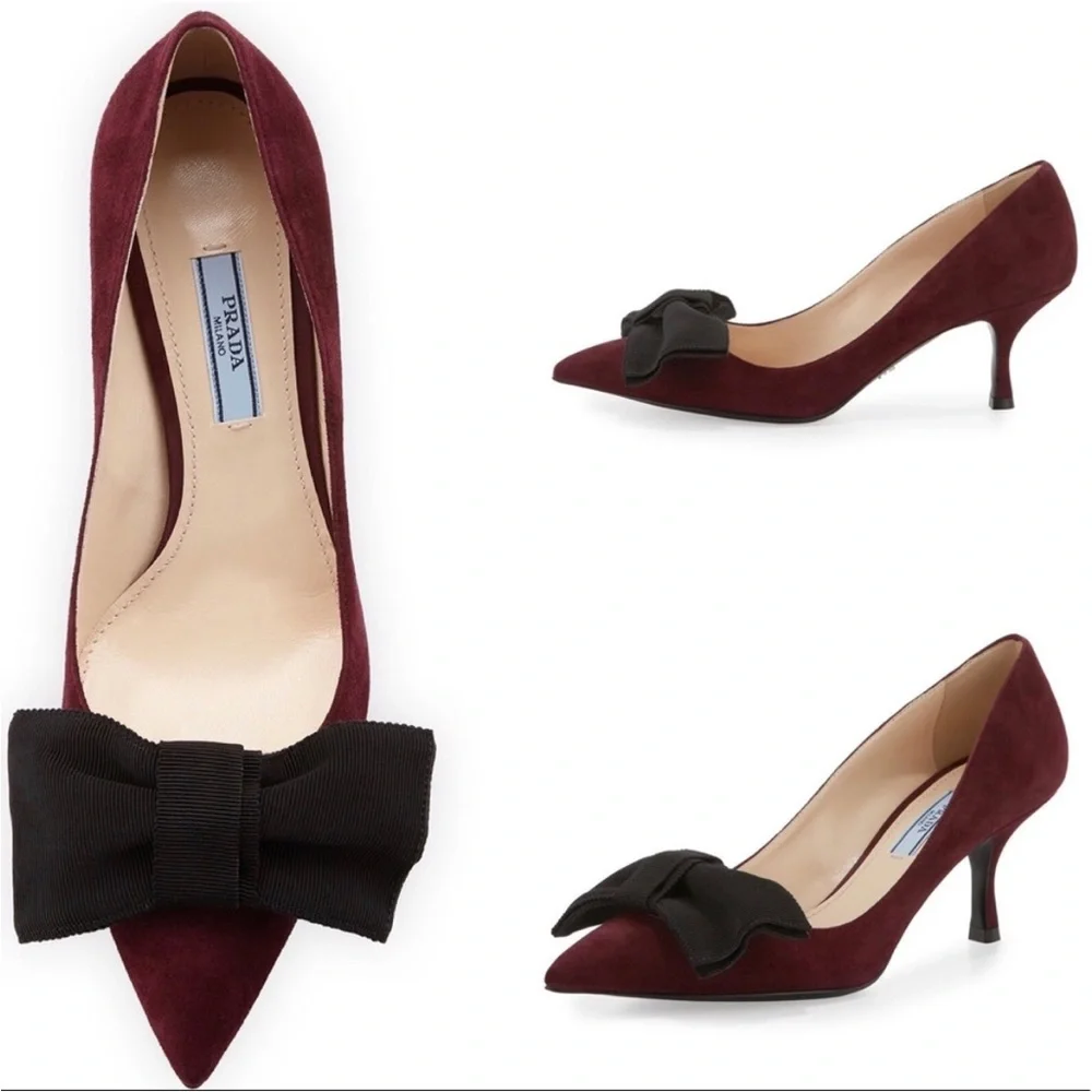 Prada Kitten Heels - Calzature Donna Suede Pumps in Granato - Picture 1 of 8